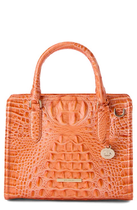 Cami Croc Embossed Leather Satchel