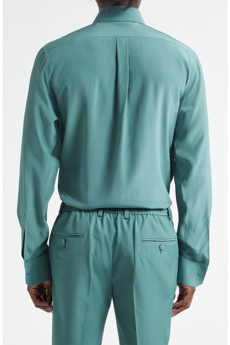 Regular Fit Silk Crêpe de Chine Button-Up Shirt, Alternate, color, VERDE 3