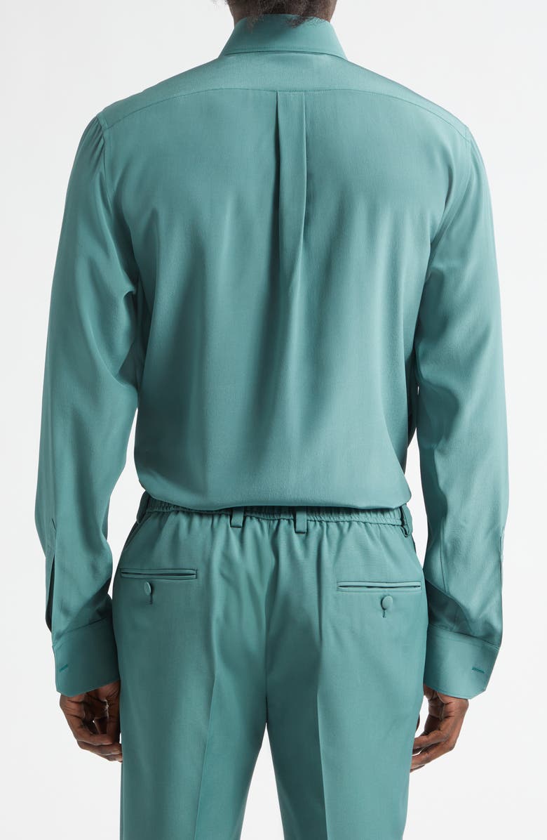 Dolce&Gabbana Regular Fit Silk Crêpe de Chine Button-Up Shirt, Alternate, color, Verde 3