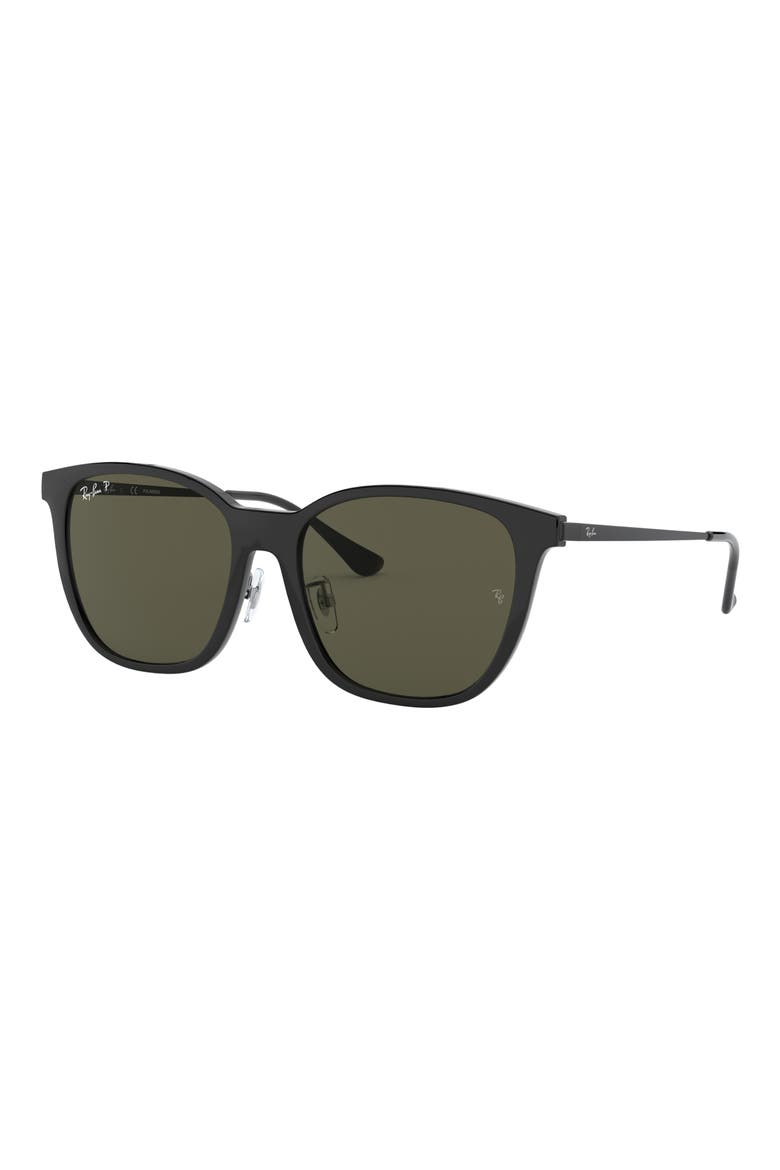 55mm Polarized Square Sunglasses, Alternate, color, BLACK / GREEN
