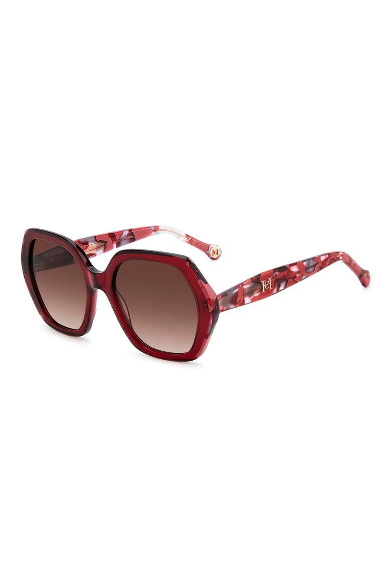 55mm Gradient Geometric Sunglasses, Alternate, color, BURGUNDY
