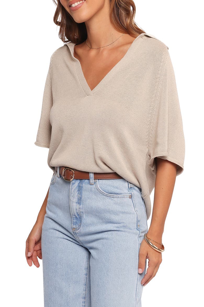 Eldora Oversize Cotton Top, Alternate, color, OATMEAL