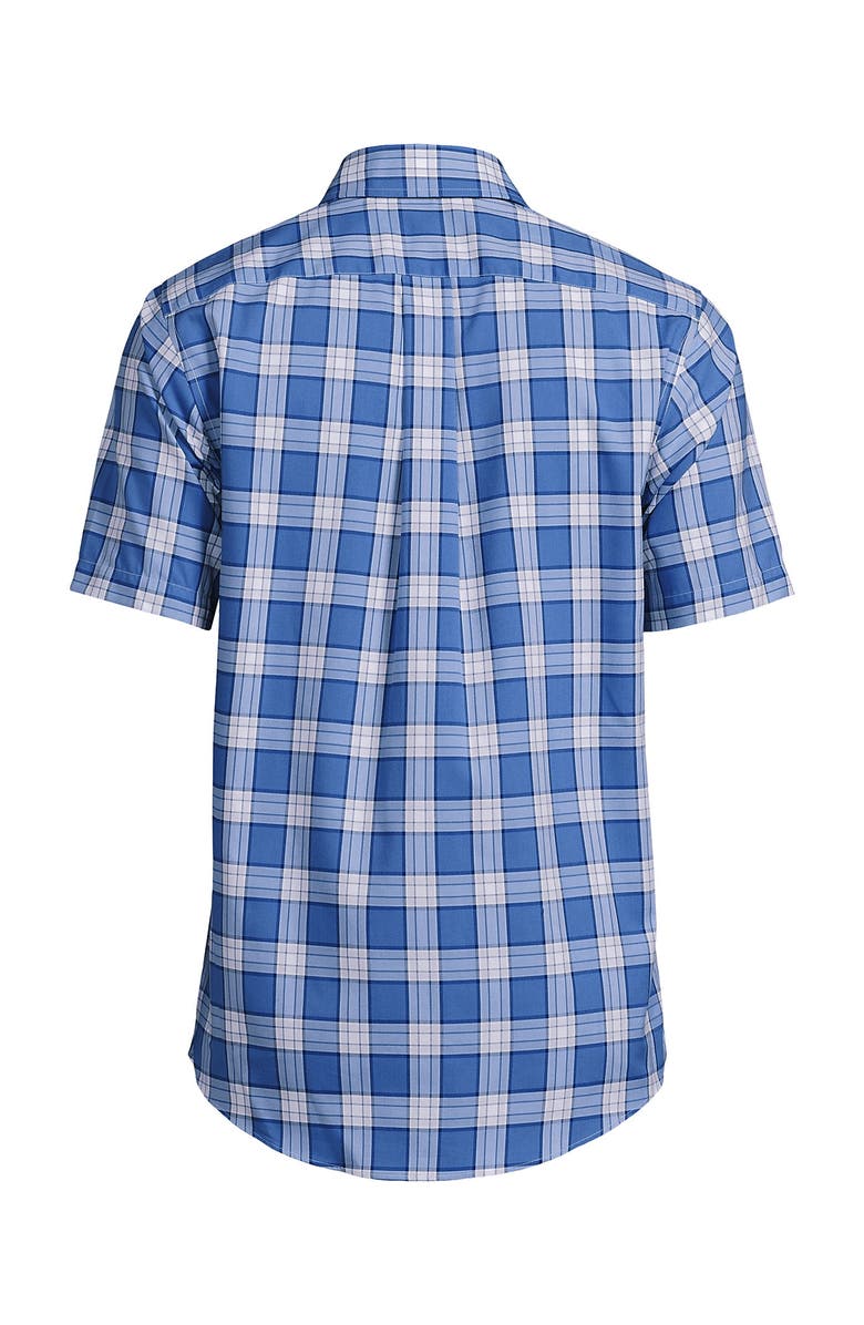 Lands' End Short Sleeve No Iron Twill Shirt, Alternate, color, Mariner Blue Plaid