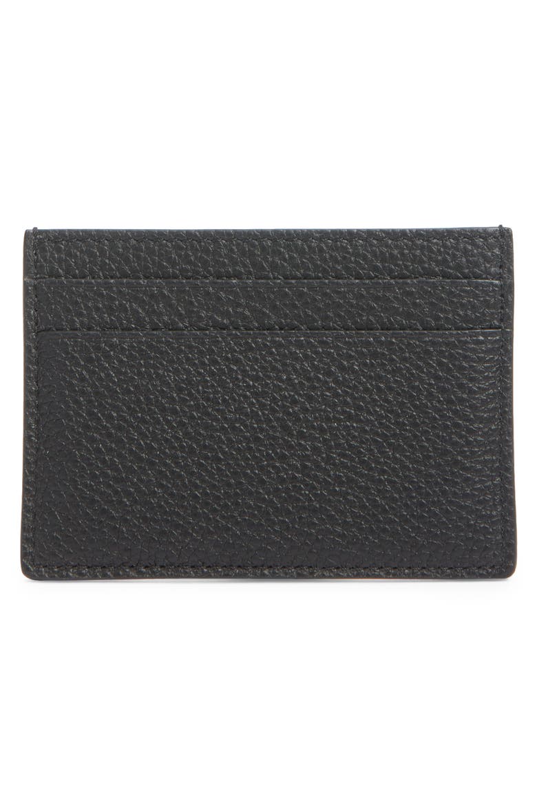 Grained Leather Card Case, Alternate, color, BLACK