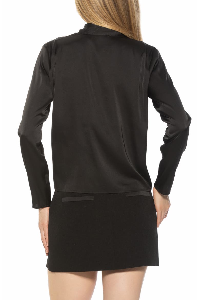 Vienne Lace Trim Tie Neck Blouse, Alternate, color, BLACK