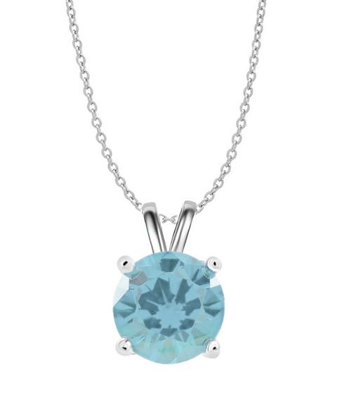 Sterling Silver Round Created Gemstone Necklace