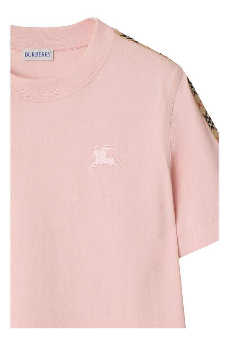 Check Trim Cotton T-shirt, Alternate, color, Bouquet pink