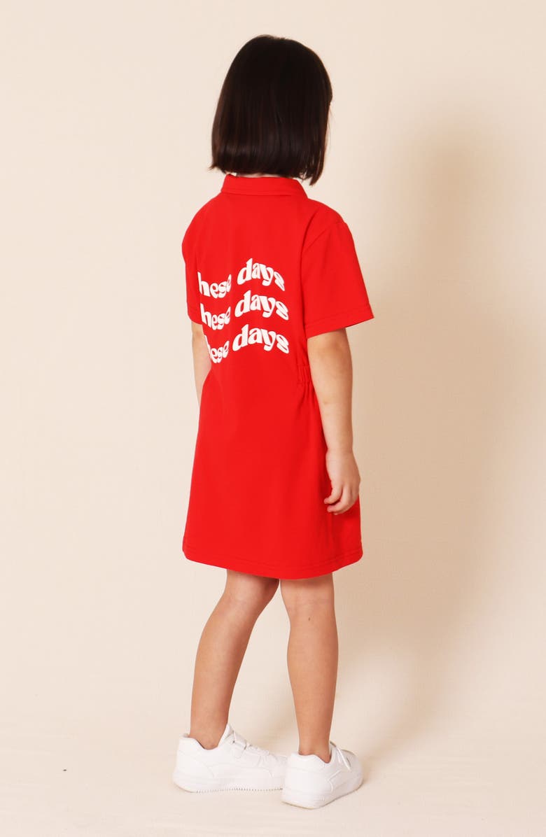 TINY TRIBE Kids' These Days Cotton Graphic Polo Dress, Alternate, color, Red