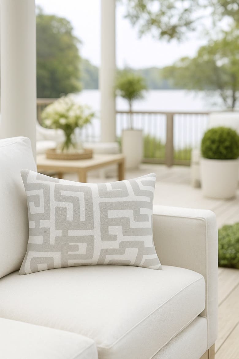Nomad Maze Pillow, Alternate, color, Light Grey