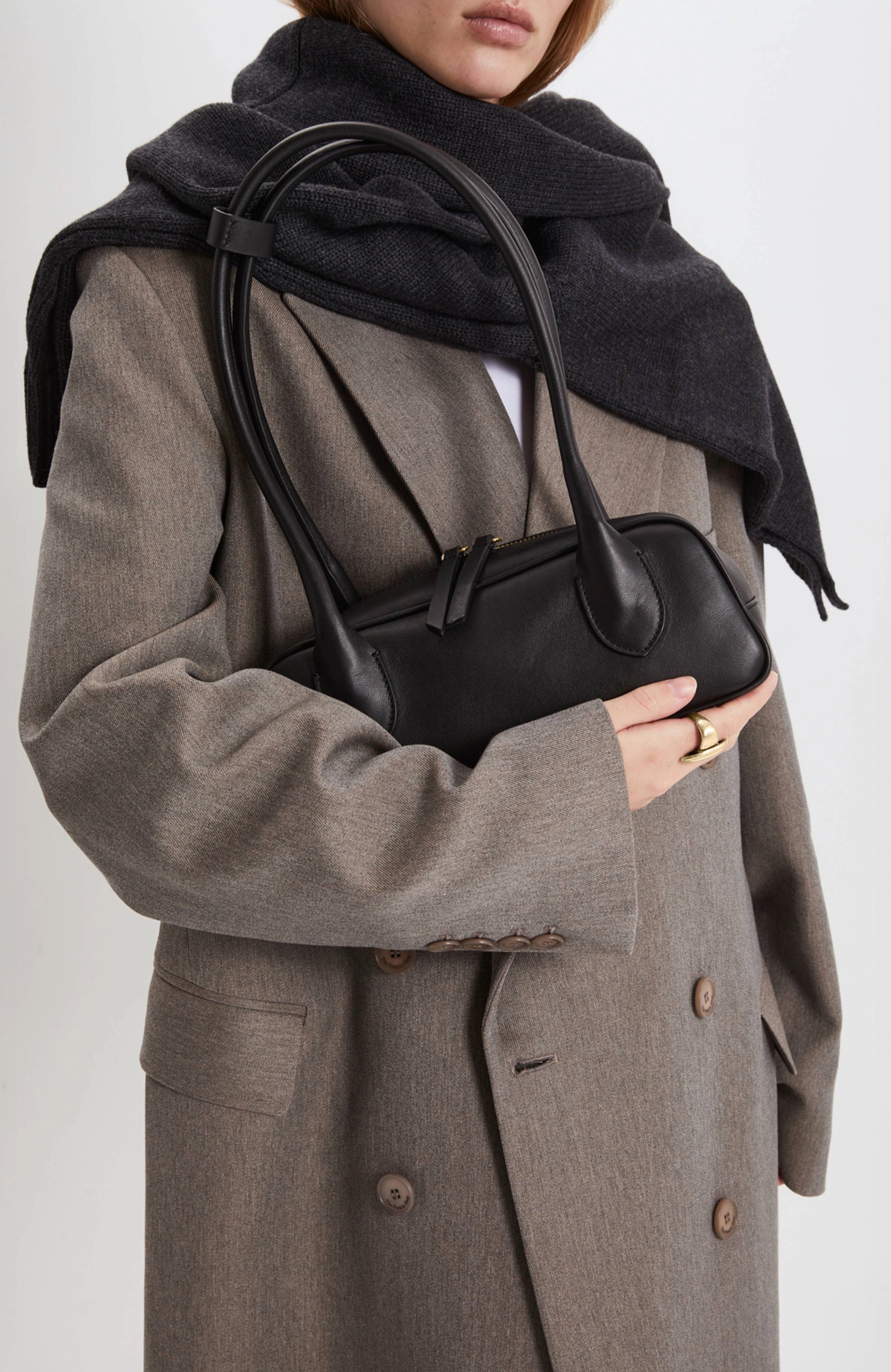 HYER GOODS Mini La Strada Leather East West Bag, Alternate, color, Black/Gold