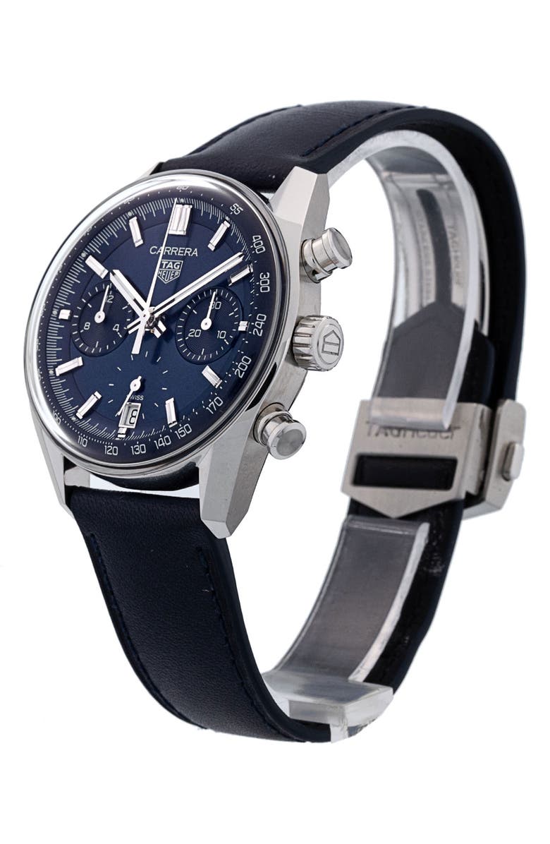 Watchfinder & Co. Tag Heuer Preowned Carrera Chronograph Leather Strap Watch, 41mm, Alternate, color,