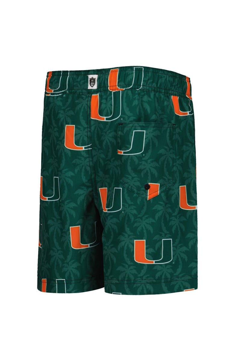 Wes & Willy Youth Wes & Willy Green Miami Hurricanes Palm Tree Swim Shorts, Alternate, color,