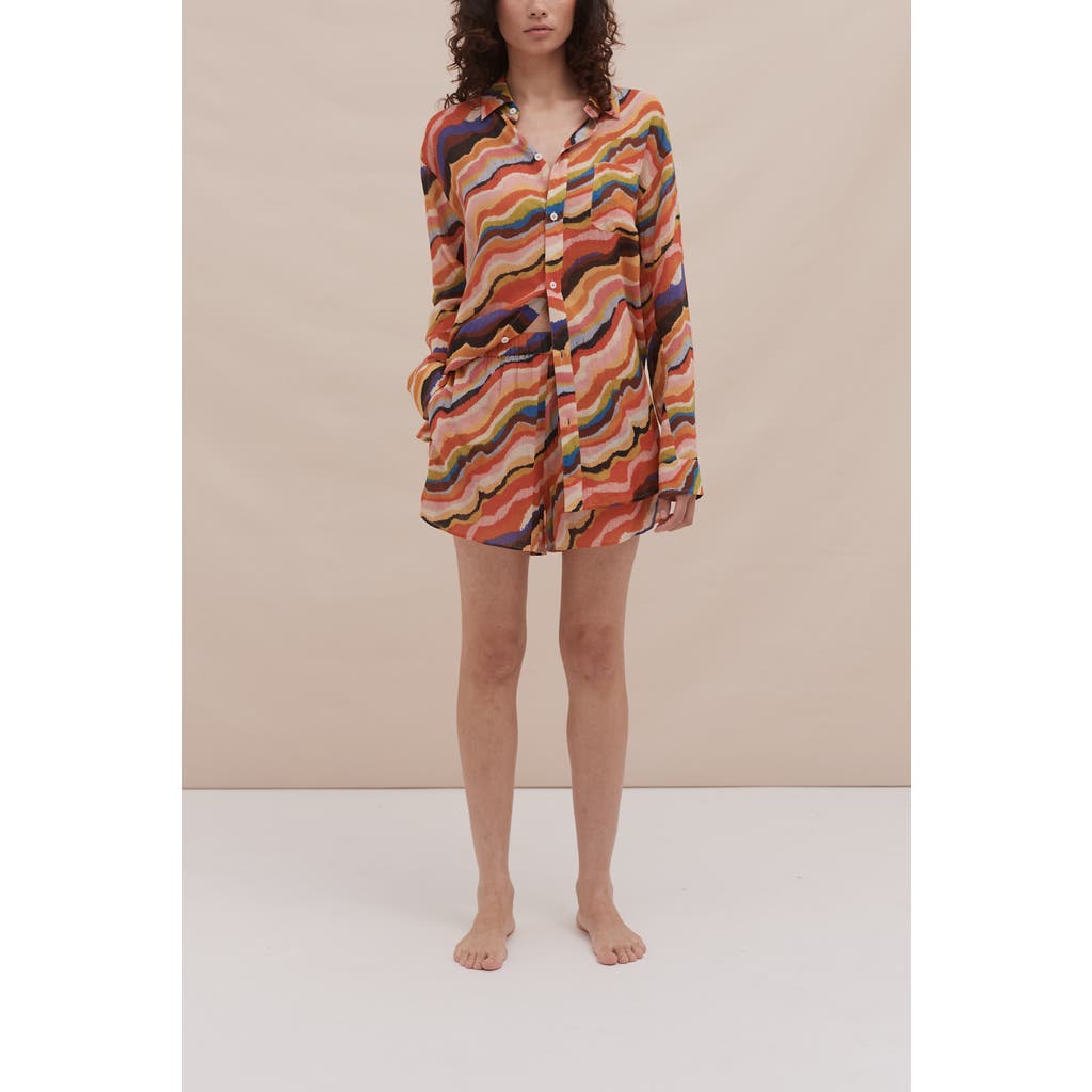 Desmond & Dempsey Lounge Shirt & Easy Short In Multi
