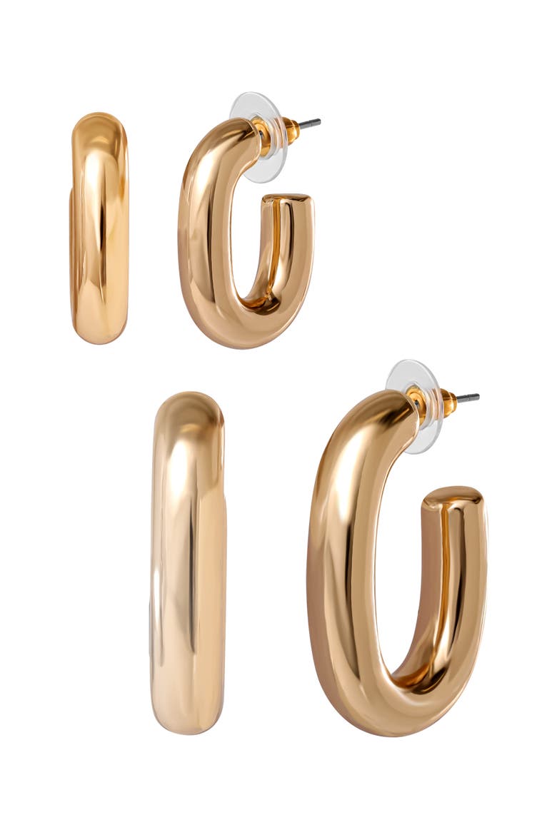 Gold-Tone Hoop Earring Set, Alternate, color, Gold
