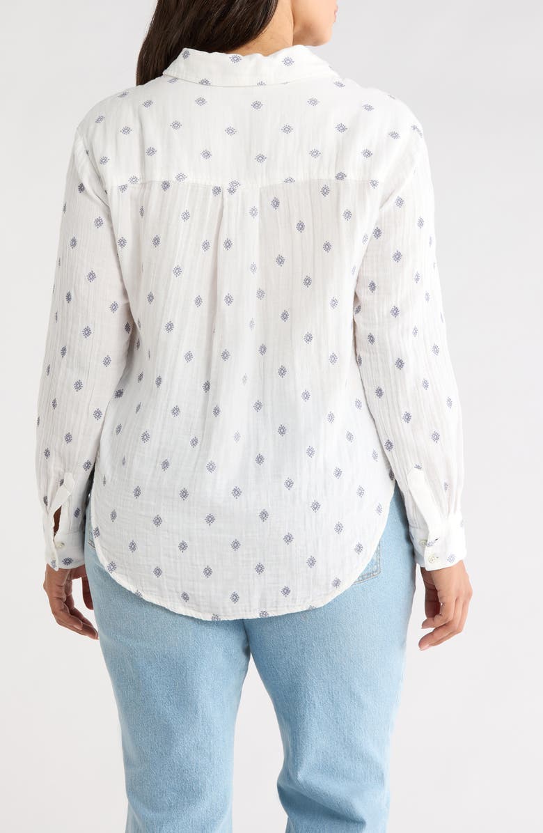 Liverpool Los Angeles Embroidered Cotton Button-Up Shirt, Alternate, color, Off White