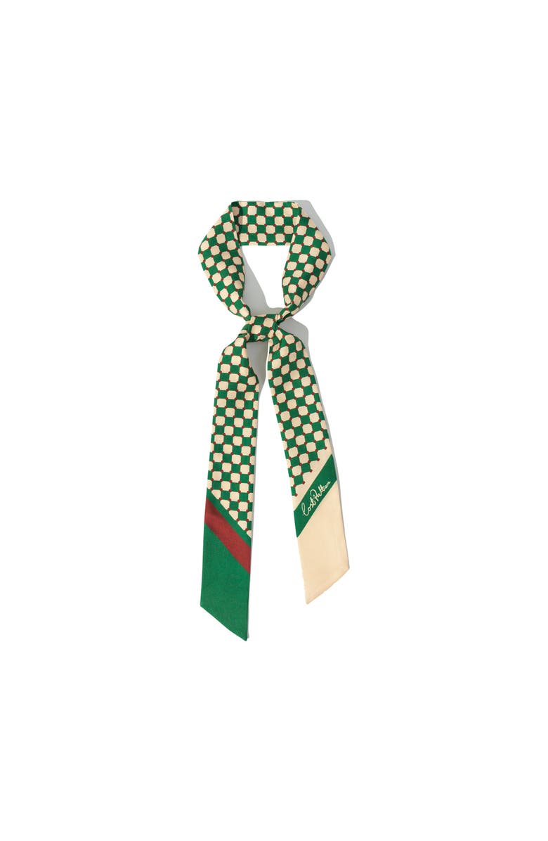 Lost Pattern CHECKERBOARD SILK SKINNY SCARF, Main, color, Green