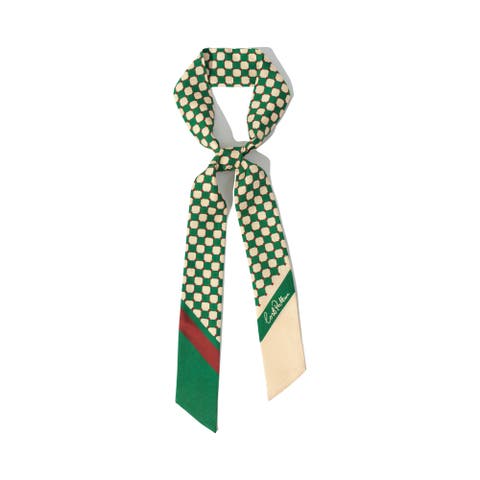 CHECKERBOARD SILK SKINNY SCARF