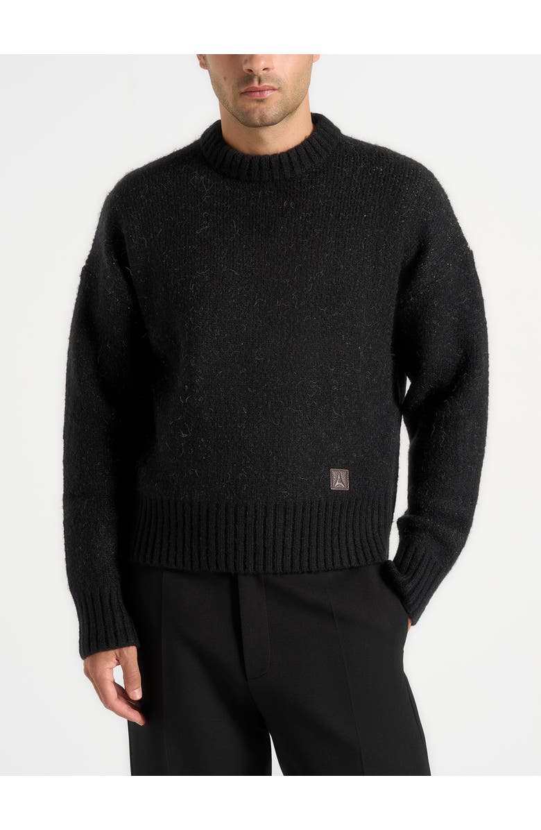 Manière De Voir Kamil Art Slogan Brushed Knit Jumper, Alternate, color, Black