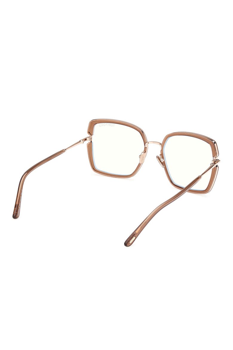 55mm Square Blue Light Blocking Optical Glasses, Alternate, color, CHAMPAGNE ROSE GOLD / T LOGO