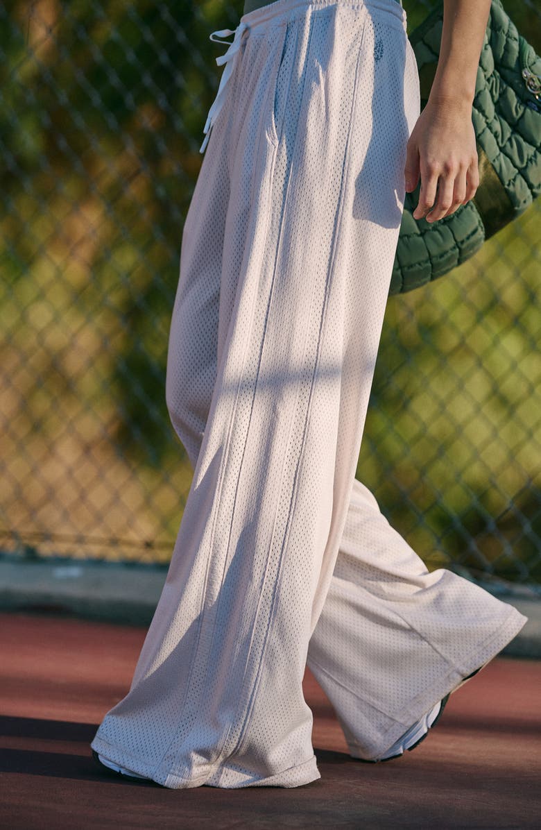 Free People FP Movement Overtime Wide Leg Mesh Pants, Alternate, color, Tofu