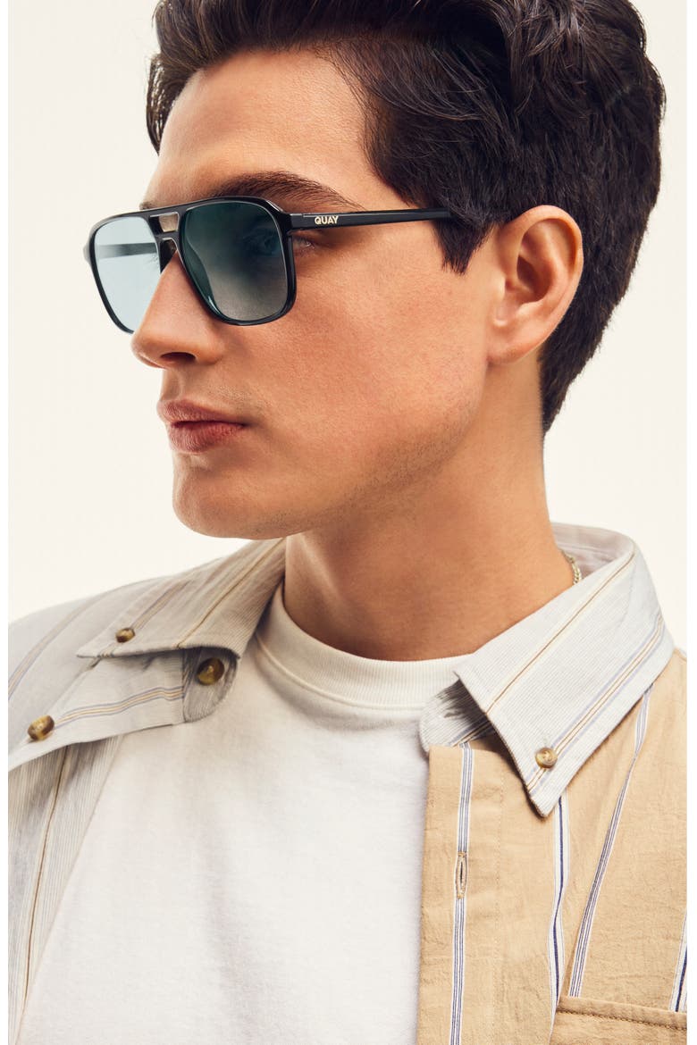 On the Fly 57mm Aviator Sunglasses, Alternate, color, BLACK/ AQUA