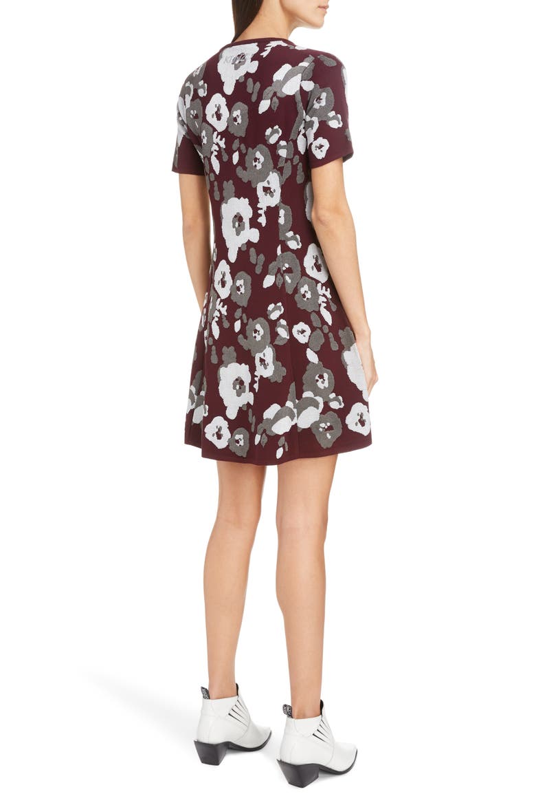 Floral Jacquard Fit & Flare Minidress, Alternate, color, DOVE GREY