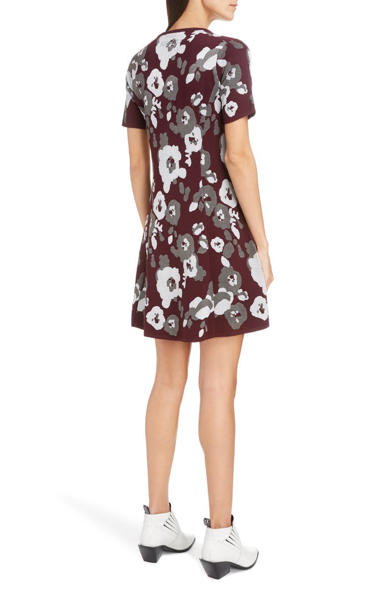 KENZO Floral Jacquard Fit & Flare Minidress, Alternate, color,