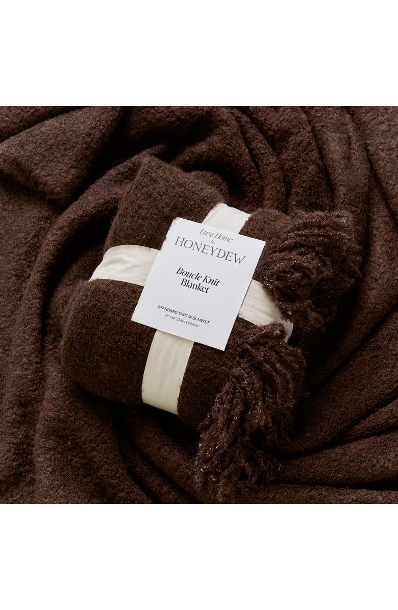 Honeydew Bouclé Knit Throw Blanket, Alternate, color, Chocolate