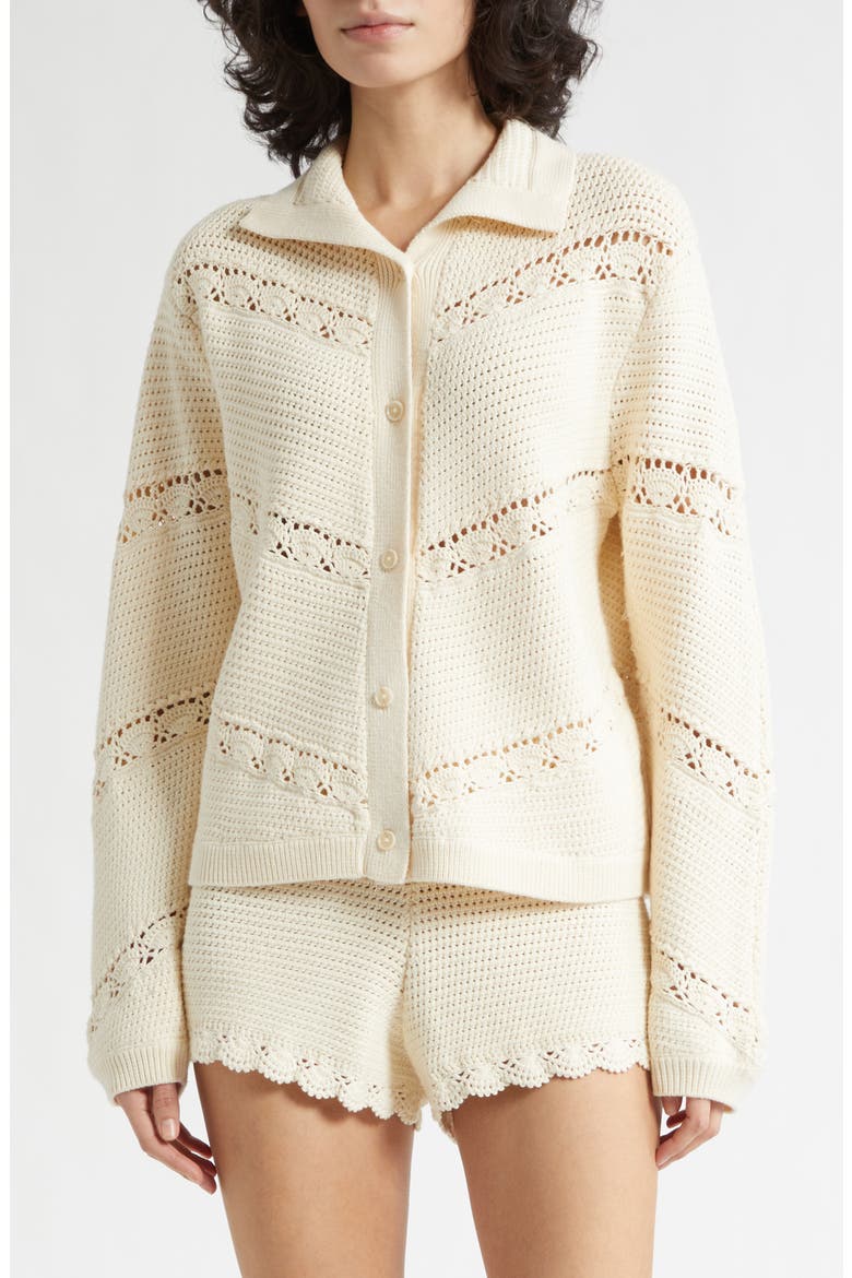 Dylan Crochet Cardigan, Alternate, color, PEARL