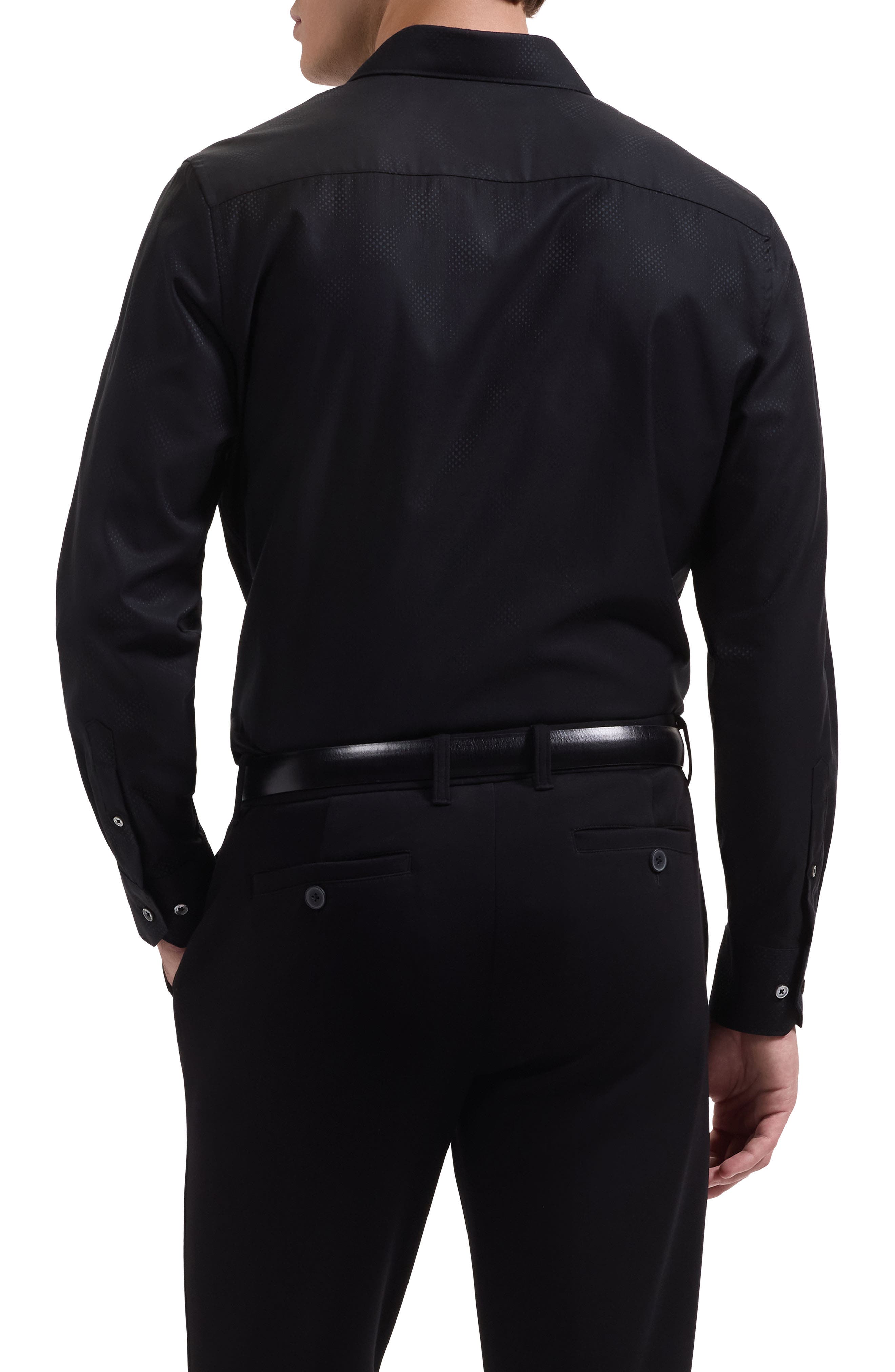Axel Shaped Fit Stretch Cotton Button-Up Shirt - image 2
