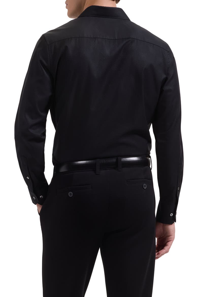 Axel Shaped Fit Stretch Cotton Button-Up Shirt, Alternate, color, BLACK