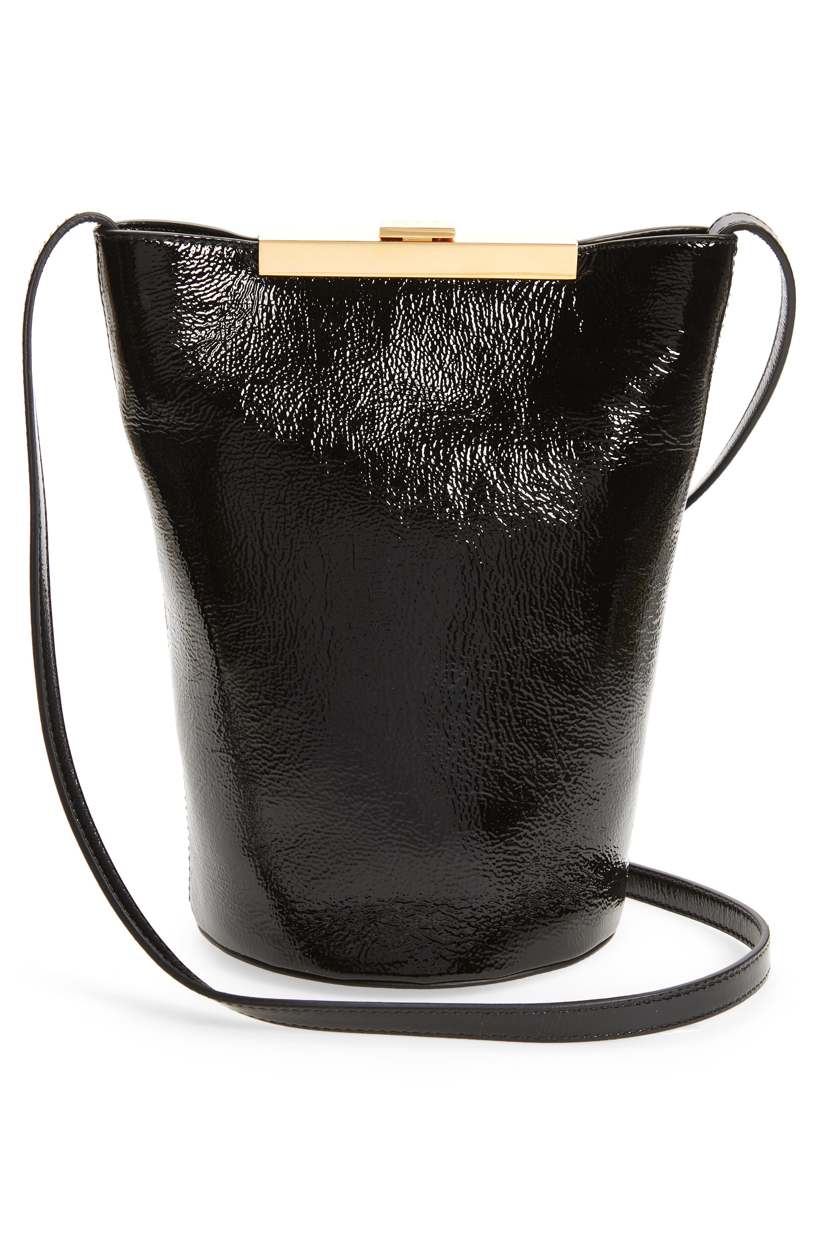Khaite Etta Patent Leather Shoulder Bag, Alternate, color, 
