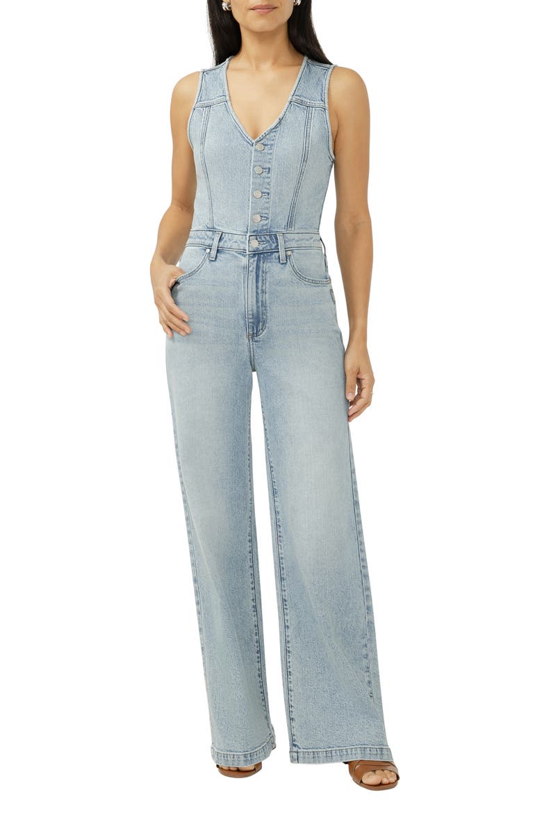 Wide Leg Denim Jumpsuit, Main, color, HOLBOX