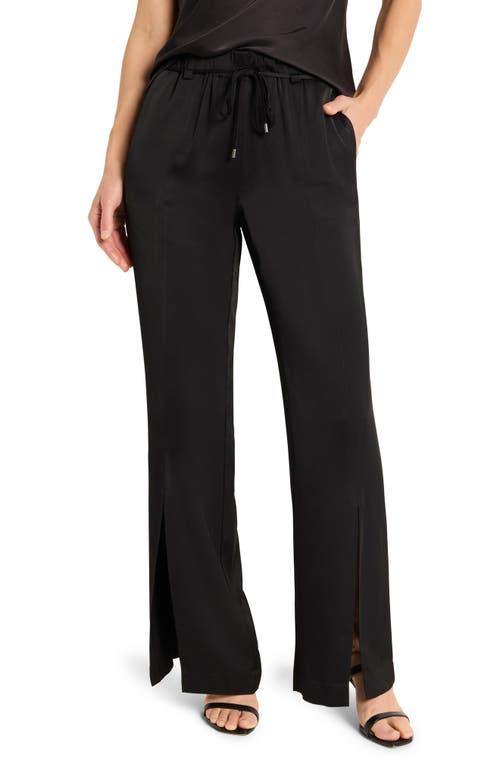 Nic + Zoe Nic+zoe Social Edit Front Slit Satin Pants In Black Onyx