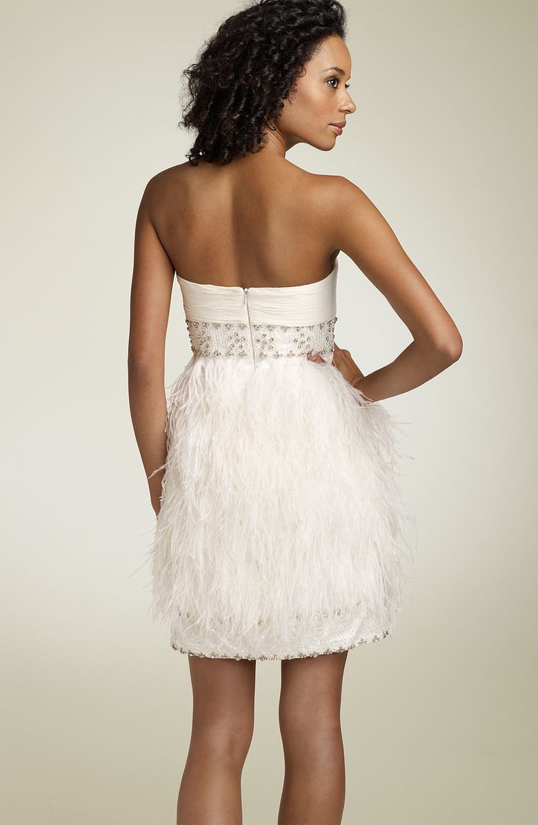 Sue Wong Strapless Dress with Ostrich Feathers, Alternate, color,