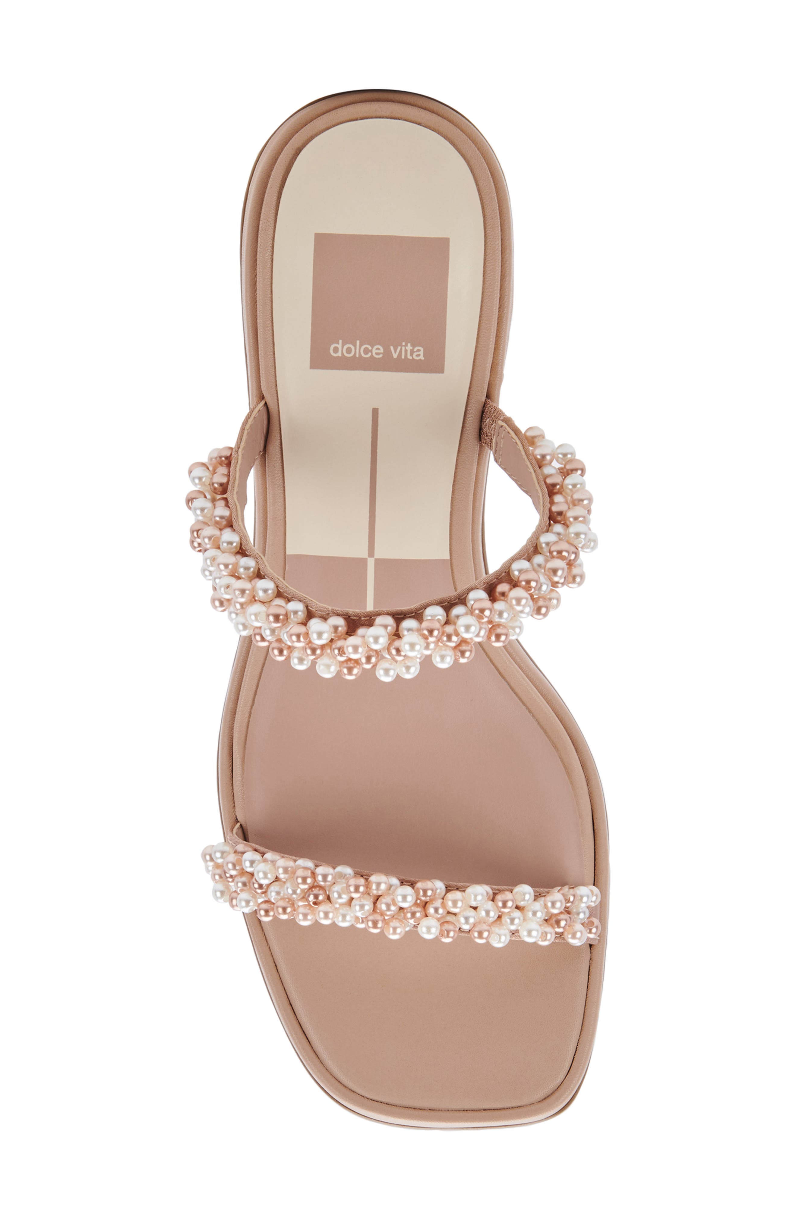 River Imitation Pearl Slide Sandal, Alternate, color, BLUSH MULTI PEARLS
