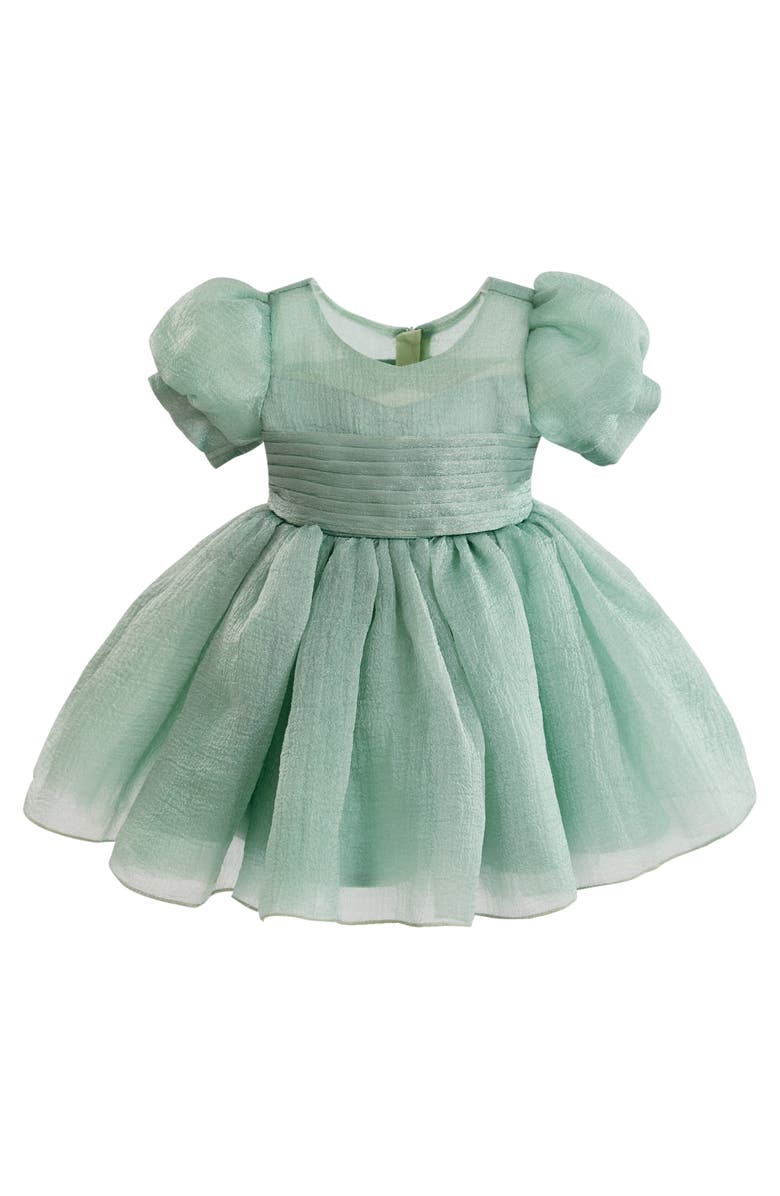 Tulleen Puff-Sleeve Party Dress, Main, color, Green