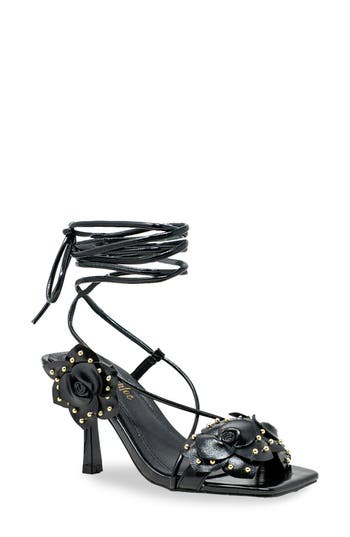 Chase & Chloe Chase And Chloe Studded Rosette Ankle Tie Sandal