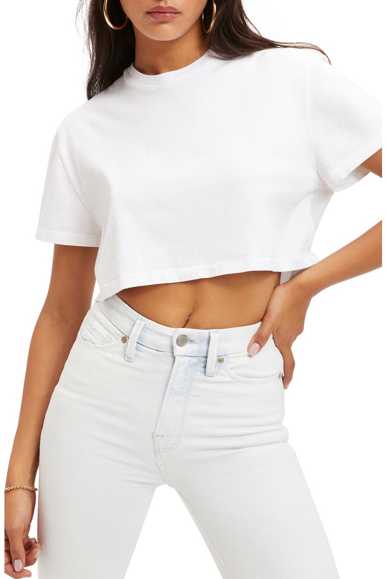 Heritage Crop Cotton T-Shirt, Main, color, WHITE001