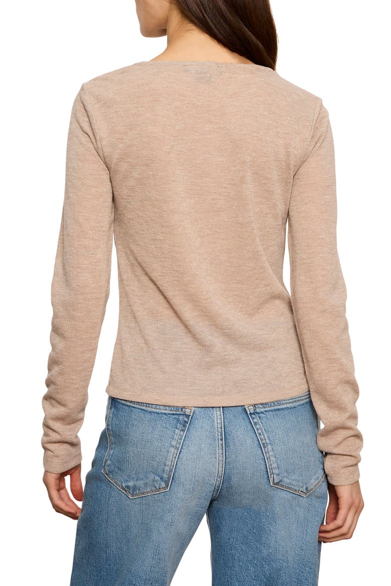 Suki Twist Detail Long Sleeve Rib Top, Alternate, color, HEATHER COCOA BROWN