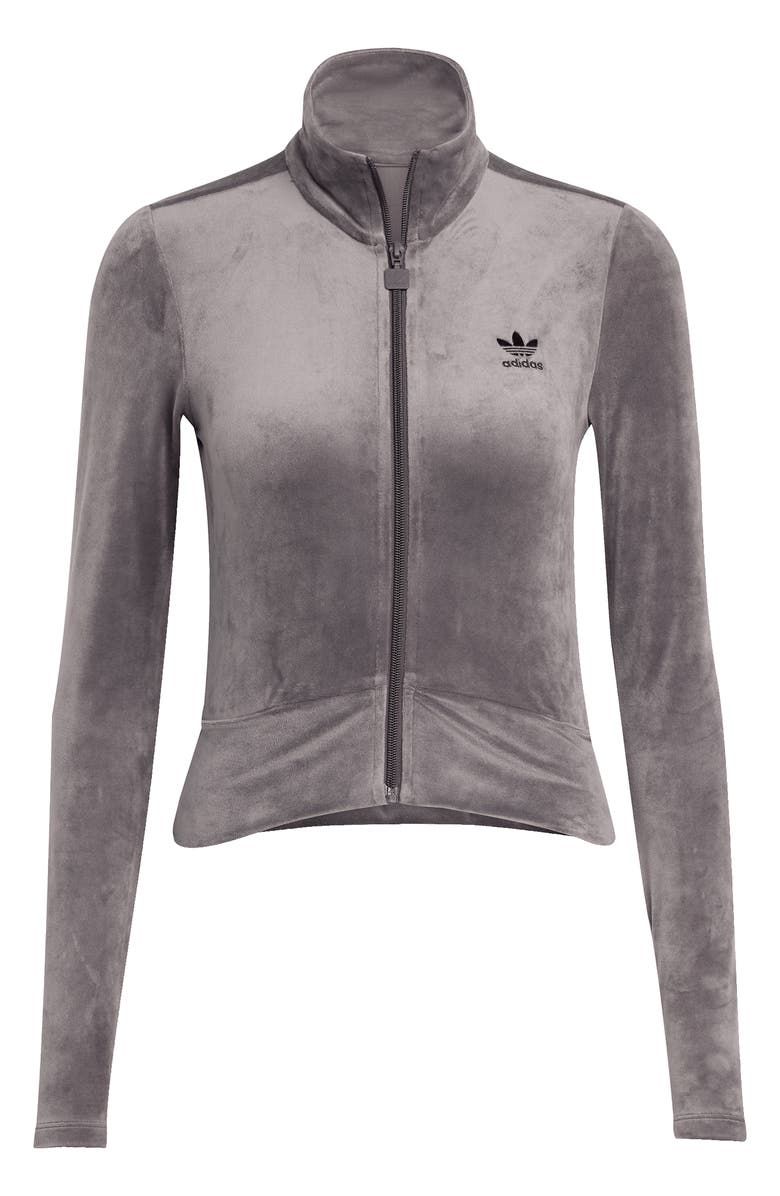 adidas Essential Velour Fitted Track Jacket, Alternate, color, Grey Strata