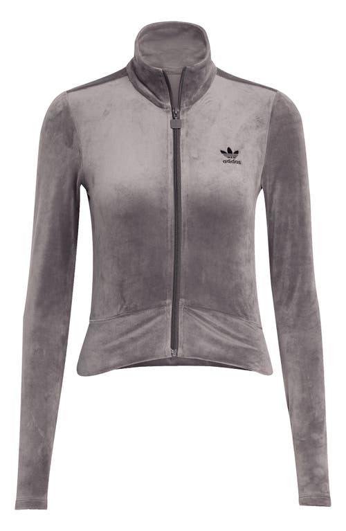 Adidas Originals Adidas Essential Velour Fitted Track Jacket In Gray
