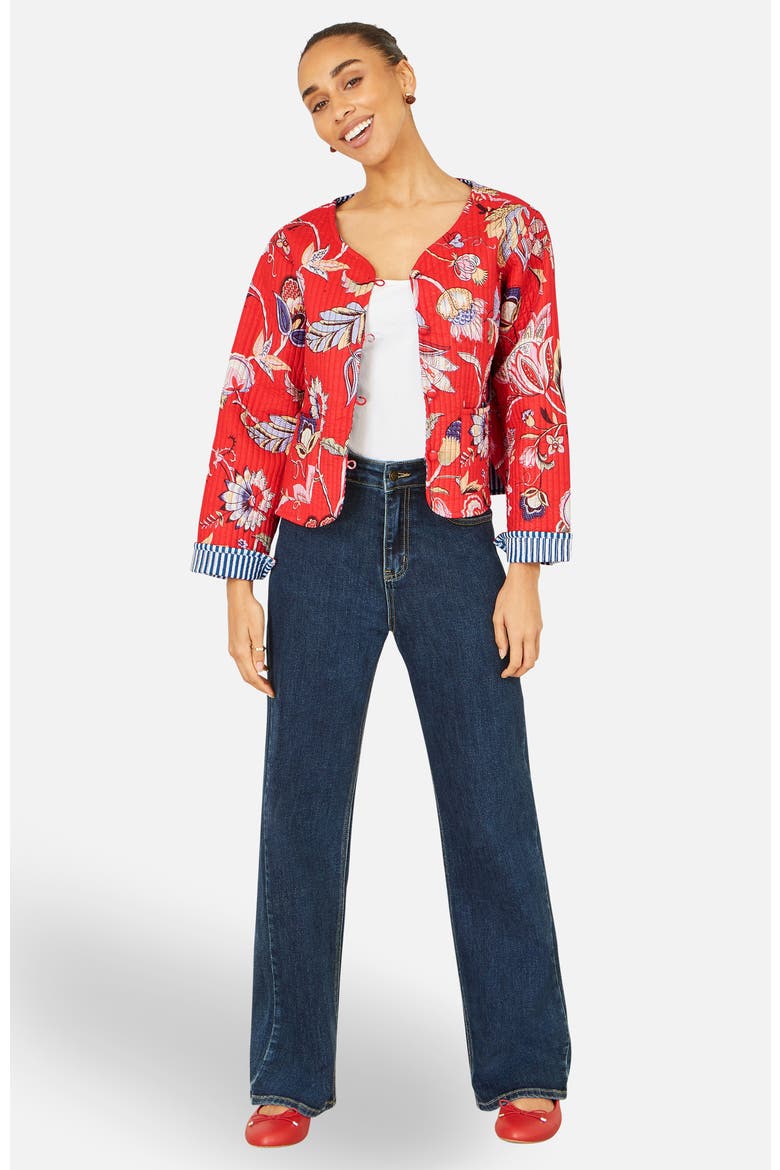 Boho Cotton Reversible Quilted Jacket, Main, color, Red
