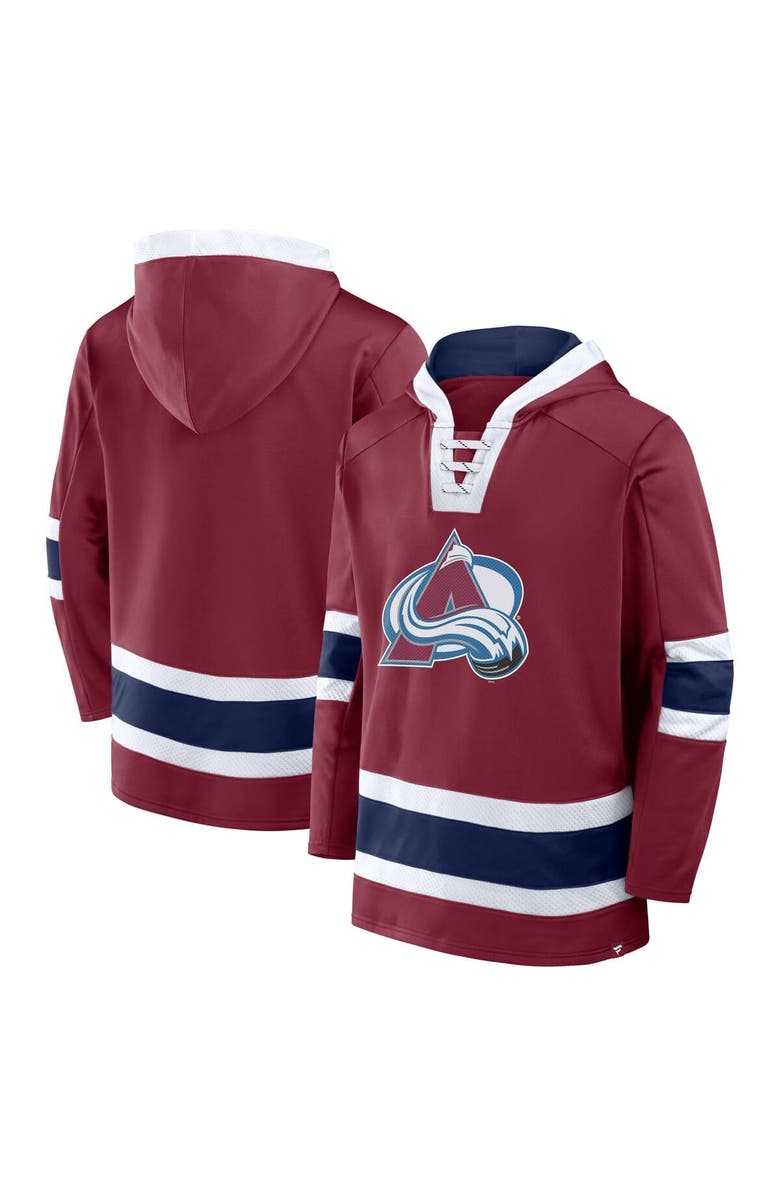 FANATICS Men's Fanatics  Burgundy Colorado Avalanche Inside Line Fleece Pullover Hoodie, Alternate, color, 