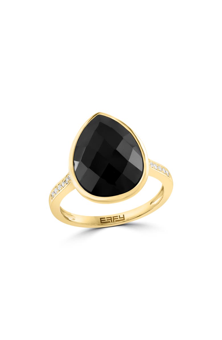 EFFY 14K Yellow Gold Diamond & Onyx Statement Ring, Main, color,