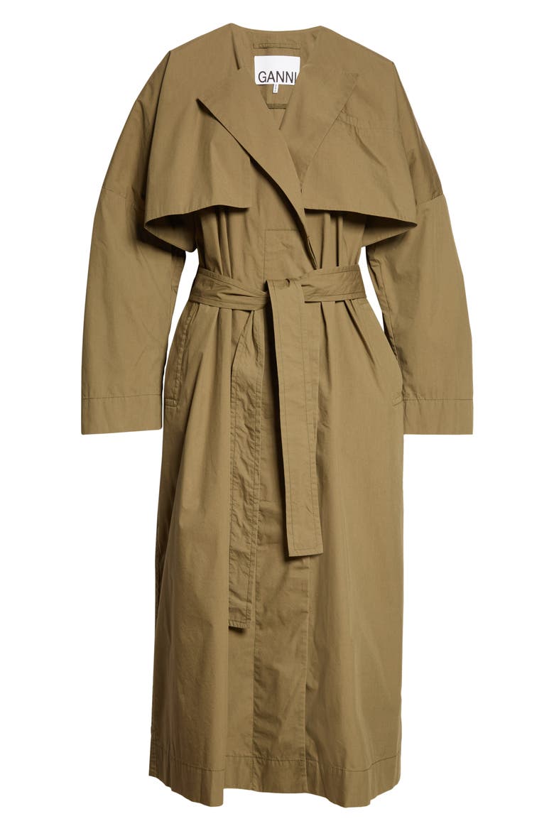 Stretch Canvas Trench Coat, Alternate, color, KALAMATA
