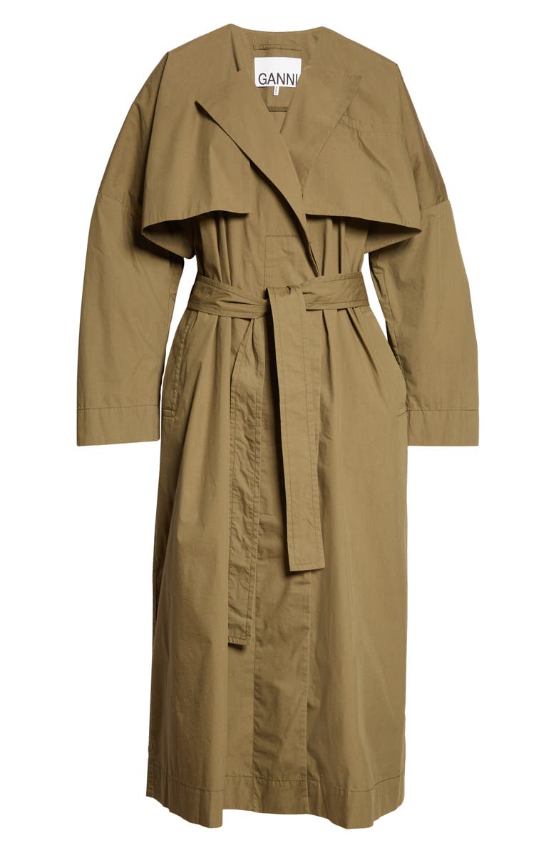 Ganni Stretch Canvas Trench Coat, Alternate, color,