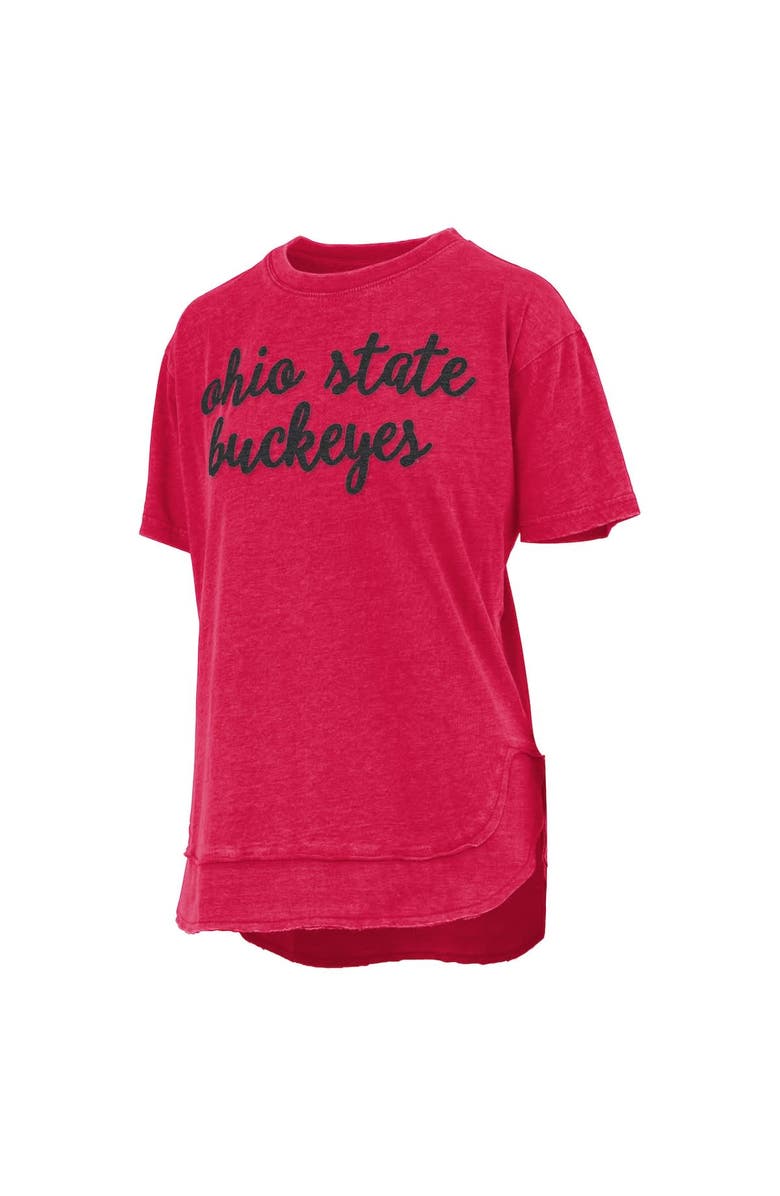 PRESSBOX Women's Pressbox  Scarlet Ohio State Buckeyes Poncho T-Shirt, Alternate, color, Scarlet