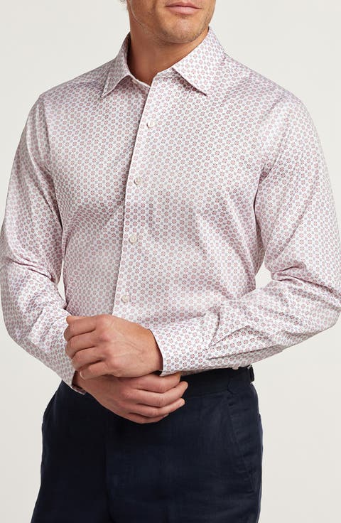 Neat Floral Medallion Cotton Button-Up Shirt