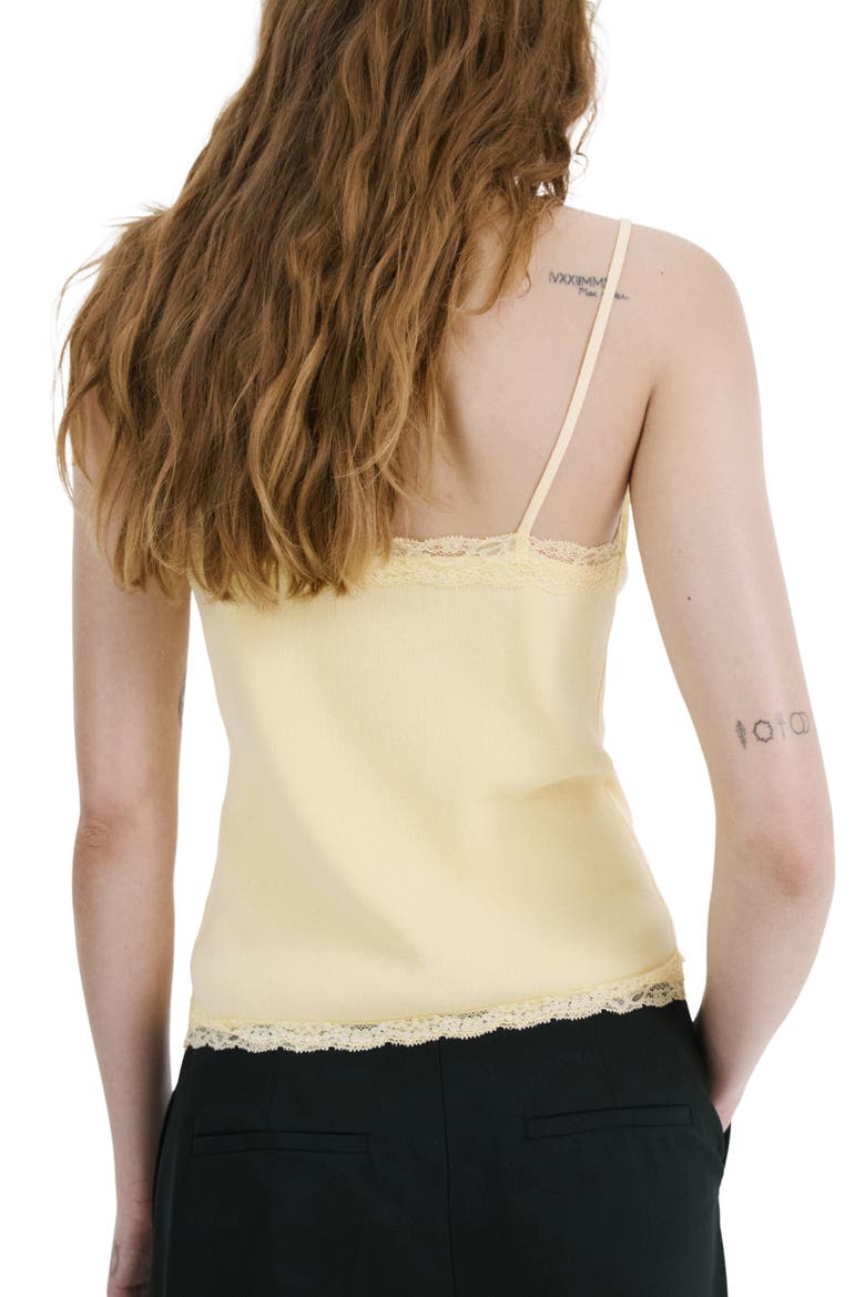 Lace Detail Rib Camisole, Alternate, color, PASTEL YELLOW